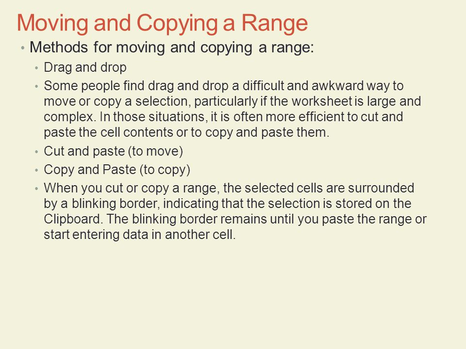Moving and Copying a Range