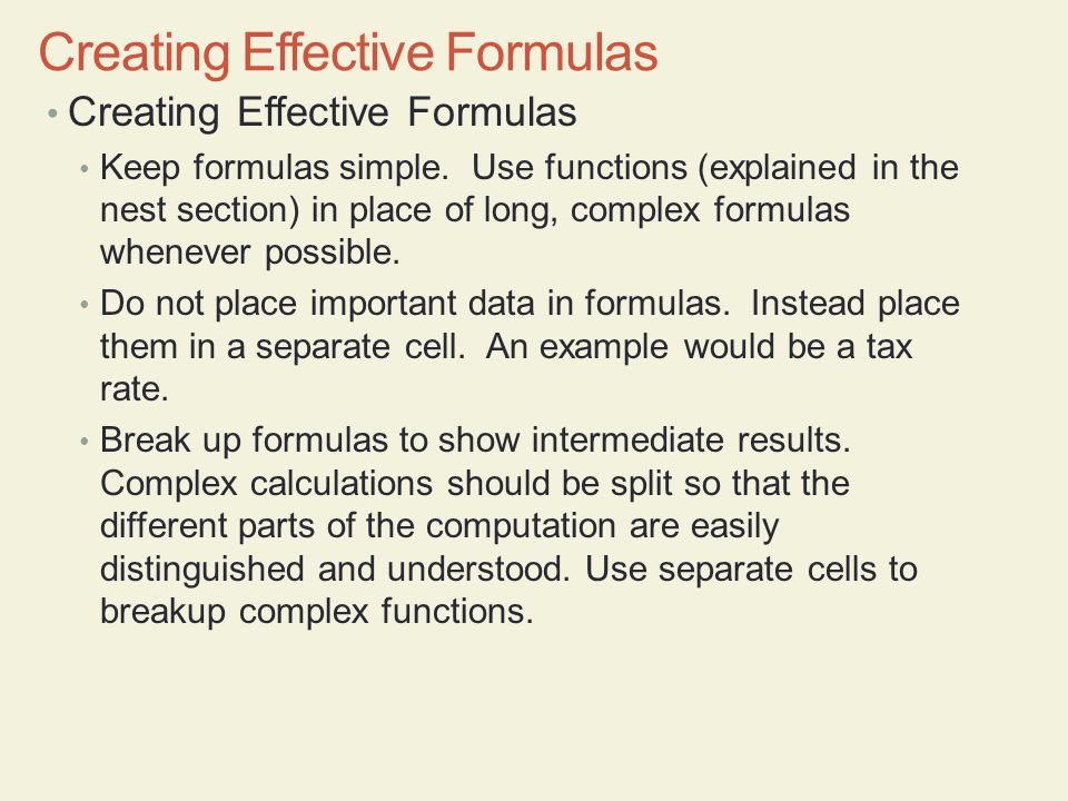 Creating Effective Formulas
