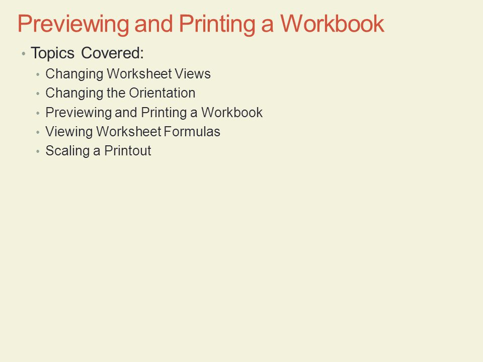 Previewing and Printing a Workbook