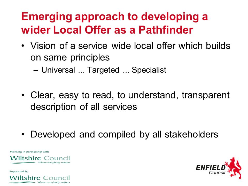 Emerging approach to developing a wider Local Offer as a Pathfinder