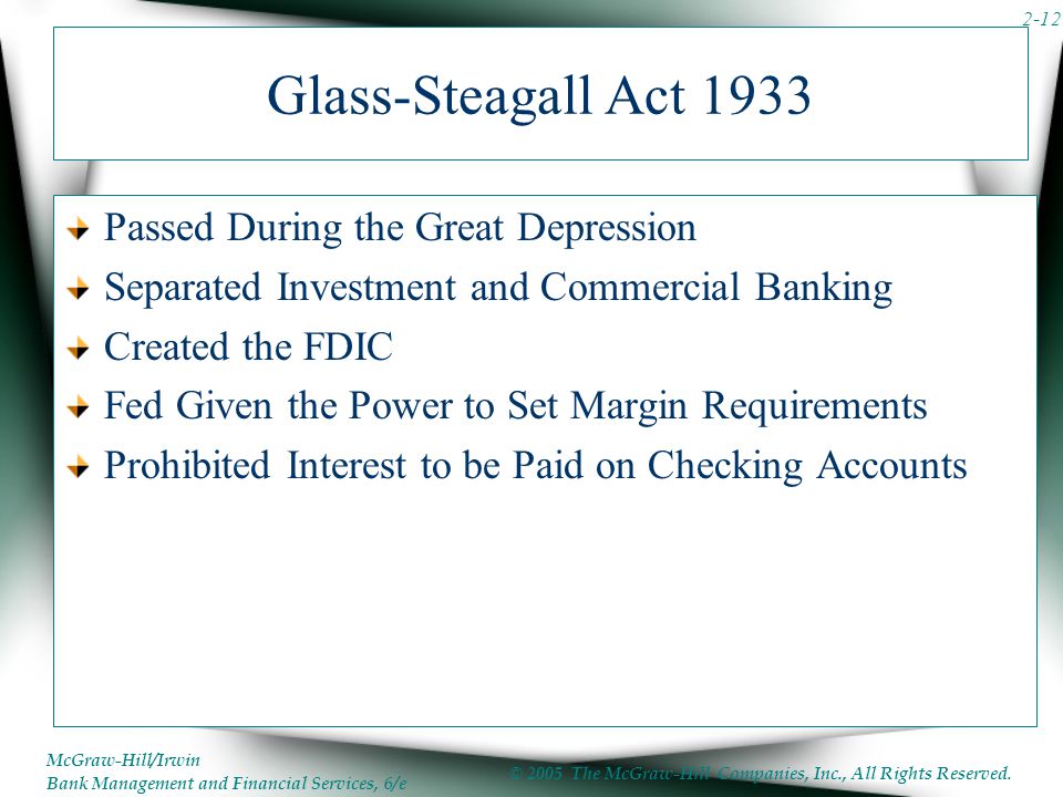 Glass-Steagall Act 1933 Passed During the Great Depression
