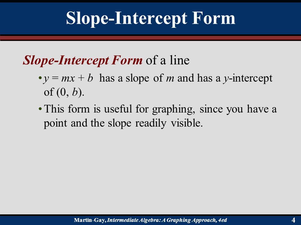 Slope-Intercept Form Slope-Intercept Form of a line