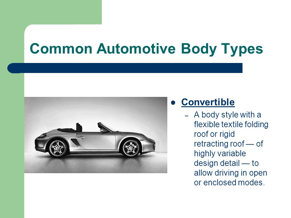 Common Automotive Body Types
