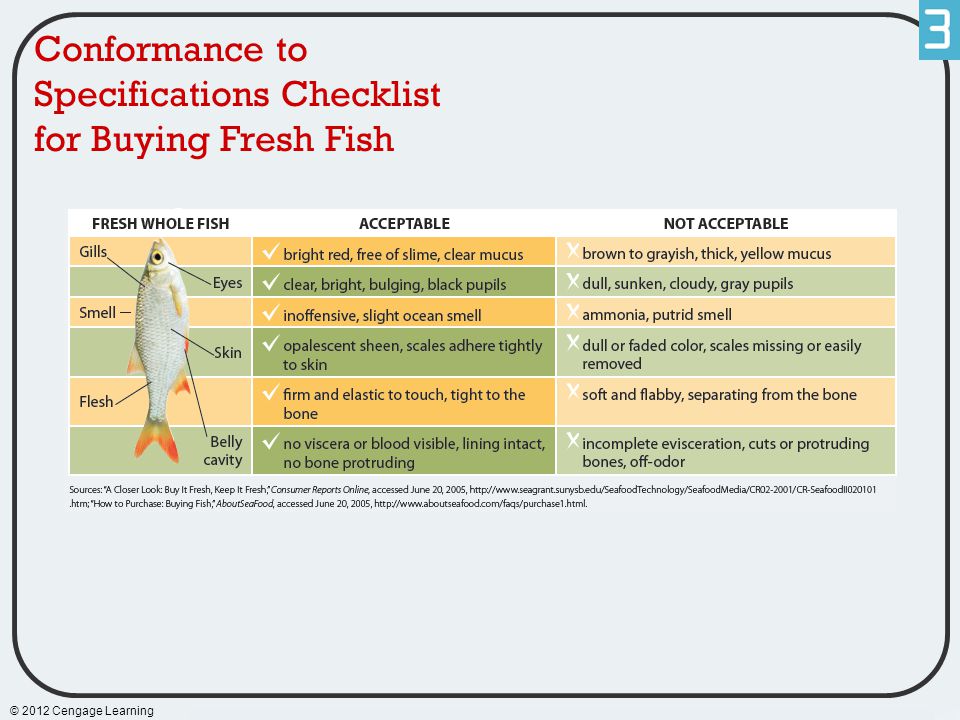 Conformance to Specifications Checklist for Buying Fresh Fish