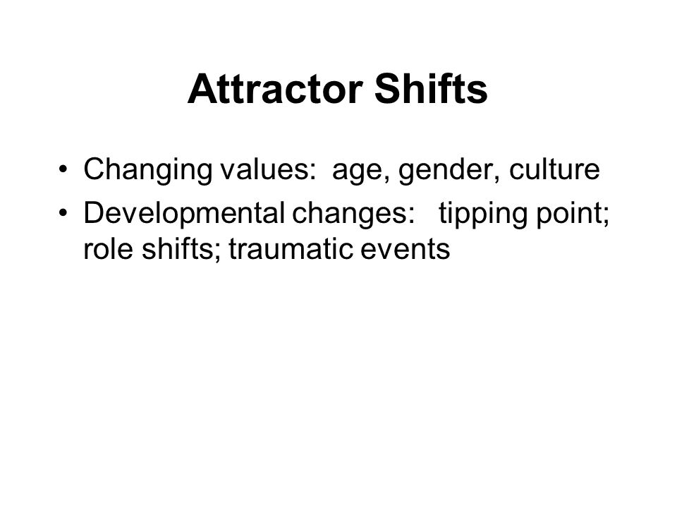 Attractor Shifts Changing values: age, gender, culture