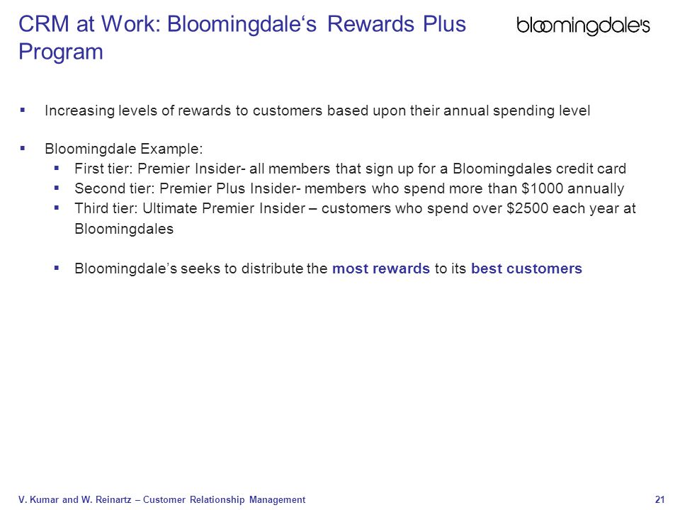 CRM at Work: Bloomingdale‘s Rewards Plus Program