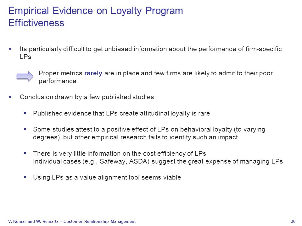 Empirical Evidence on Loyalty Program Effictiveness
