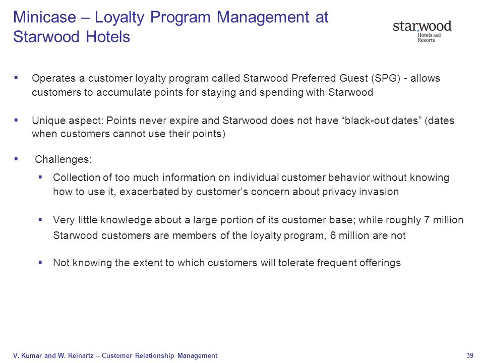 Minicase – Loyalty Program Management at Starwood Hotels