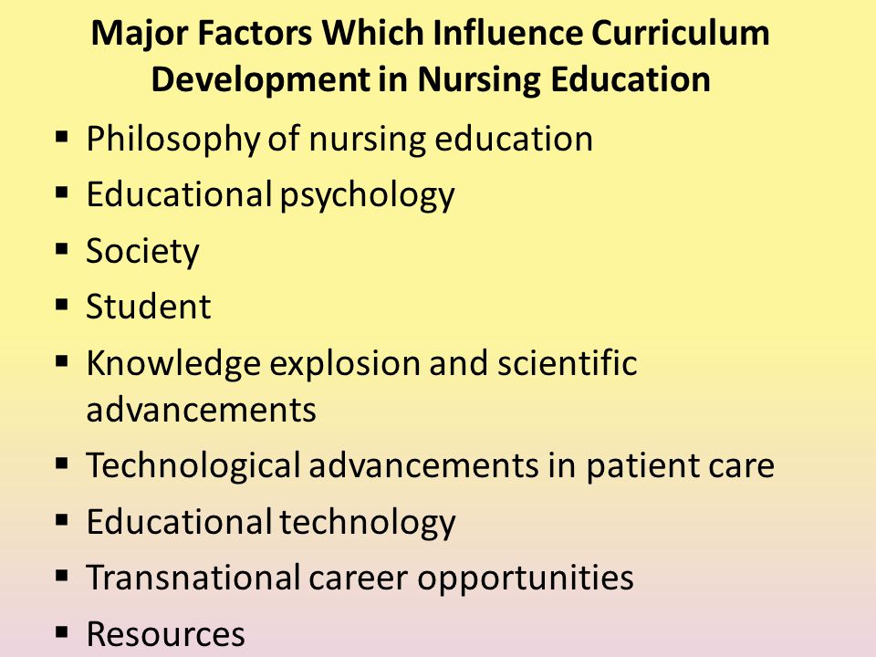 Major Factors Which Influence Curriculum Development in Nursing Education