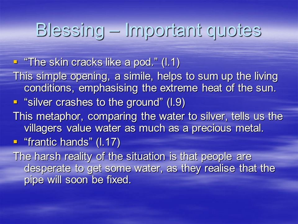 Blessing – Important quotes