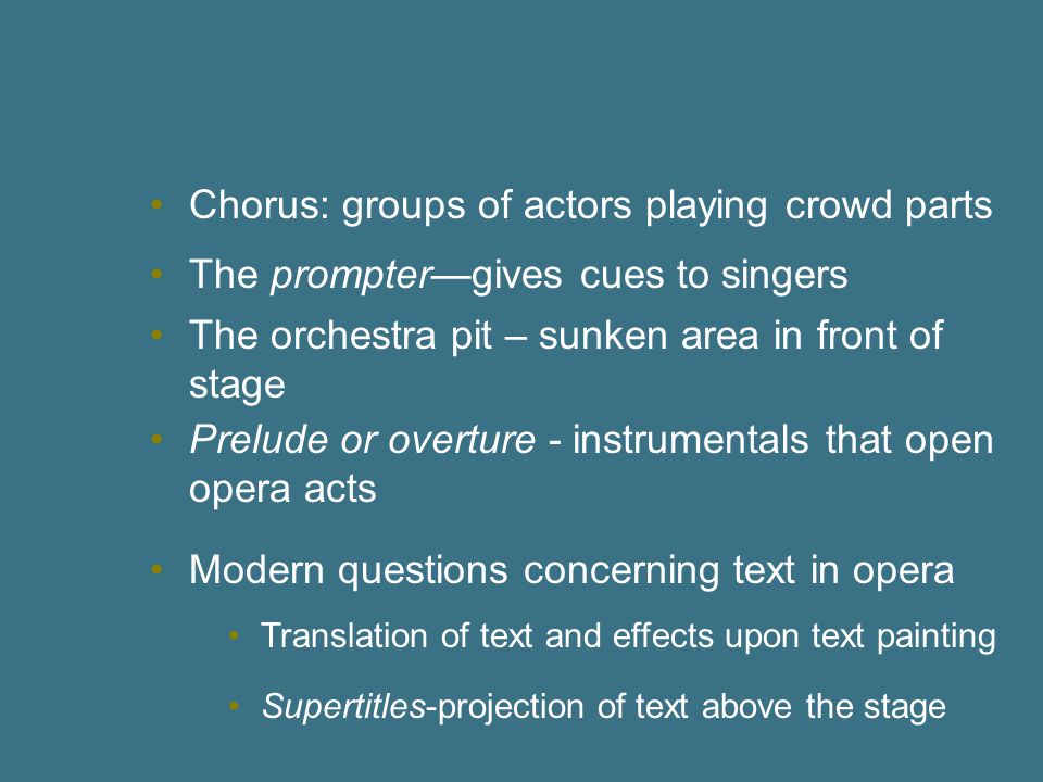 Chorus: groups of actors playing crowd parts