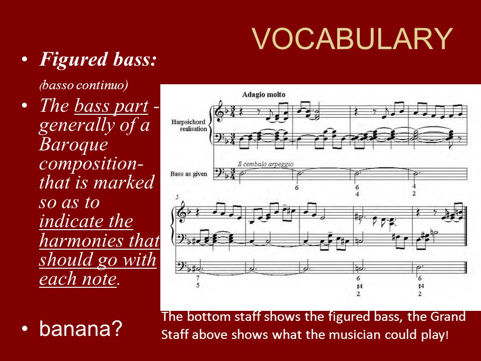 VOCABULARY banana Figured bass: (basso continuo)