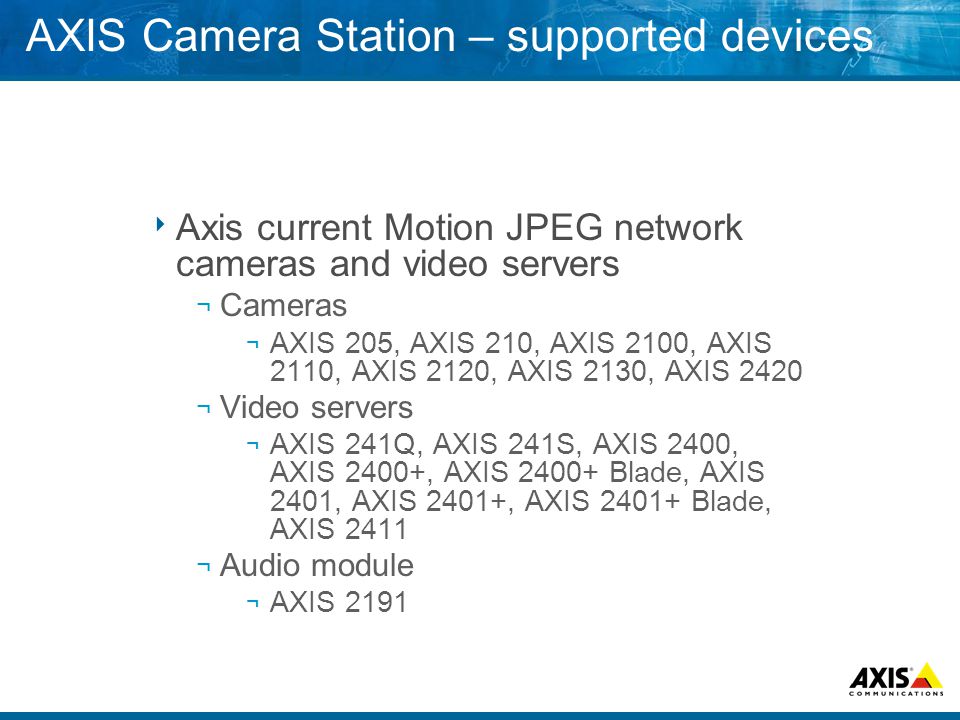 AXIS Camera Station – supported devices