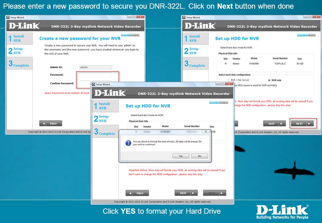 Please enter a new password to secure you DNR-322L