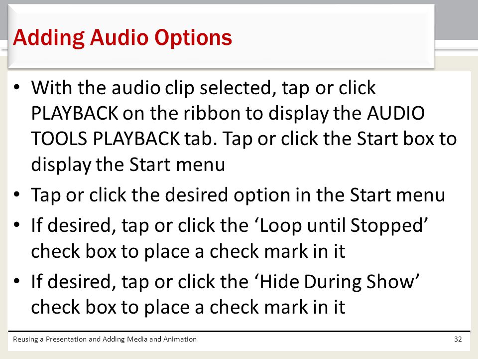 Adding Audio Options