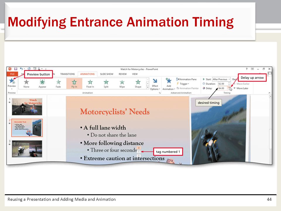 Modifying Entrance Animation Timing
