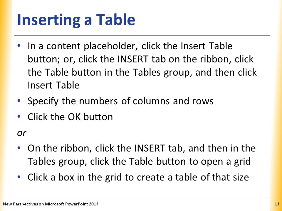 Inserting a Table