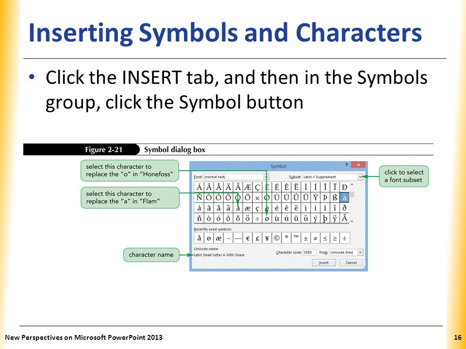 Inserting Symbols and Characters