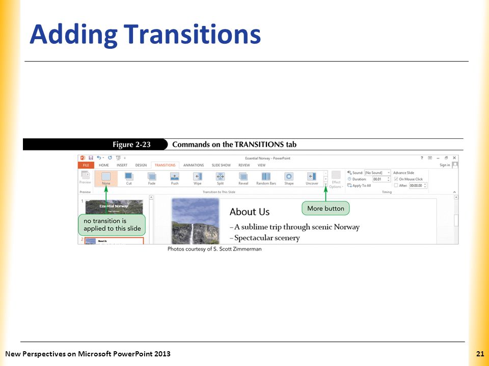 Adding Transitions New Perspectives on Microsoft PowerPoint 2013