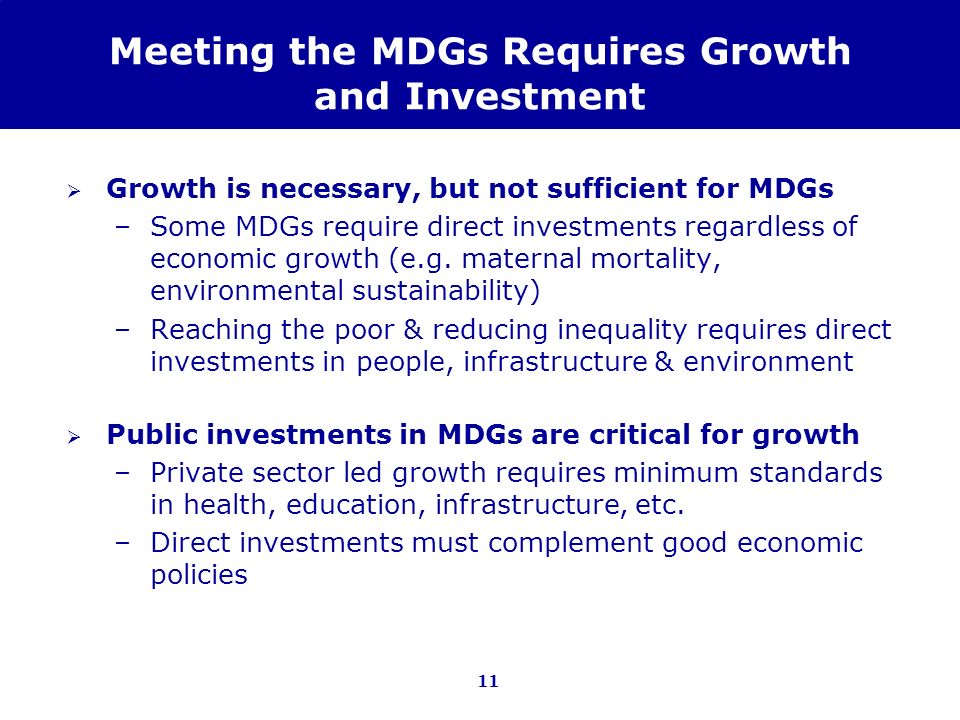 Meeting the MDGs Requires Growth and Investment