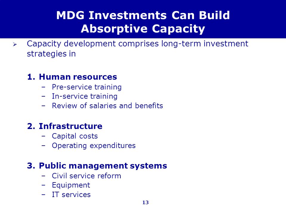 MDG Investments Can Build Absorptive Capacity