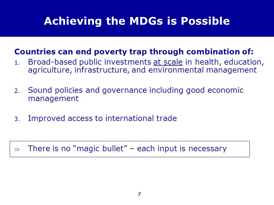 Achieving the MDGs is Possible