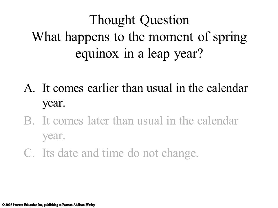Thought Question What happens to the moment of spring equinox in a leap year