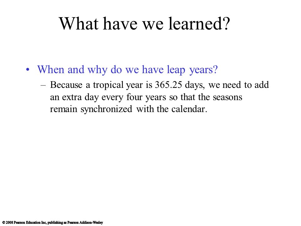 What have we learned When and why do we have leap years