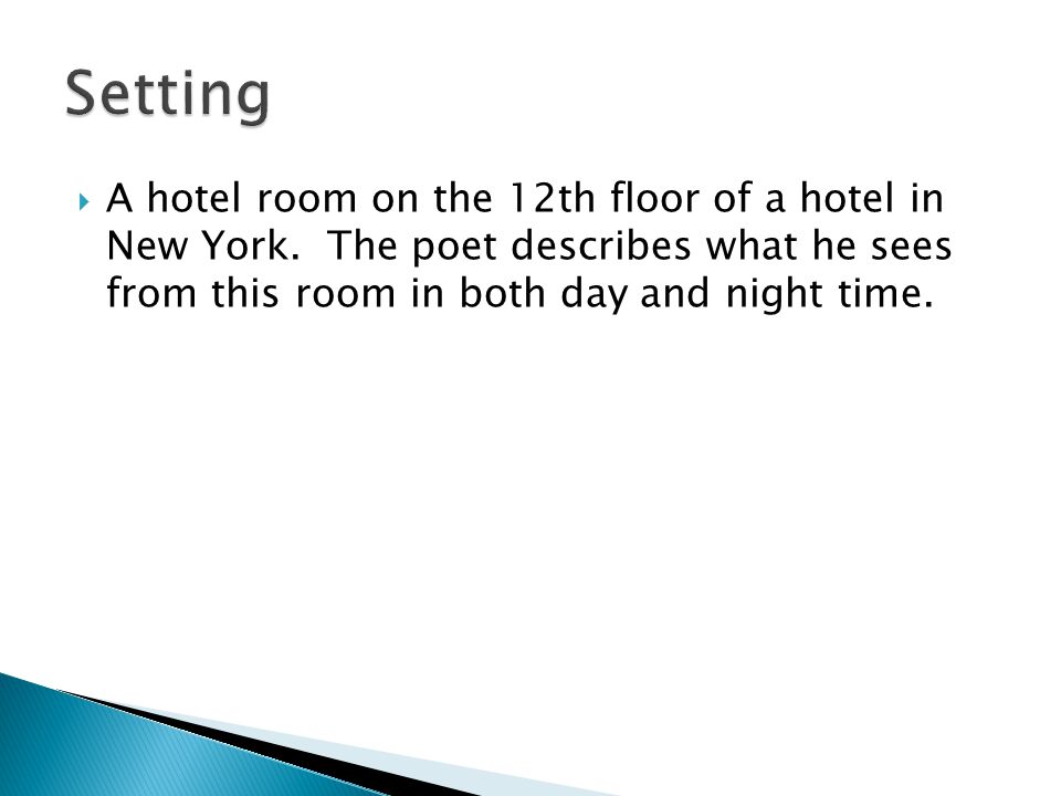 Hotel Room 12th Floor Norman Maccaig Ppt Video Online Download