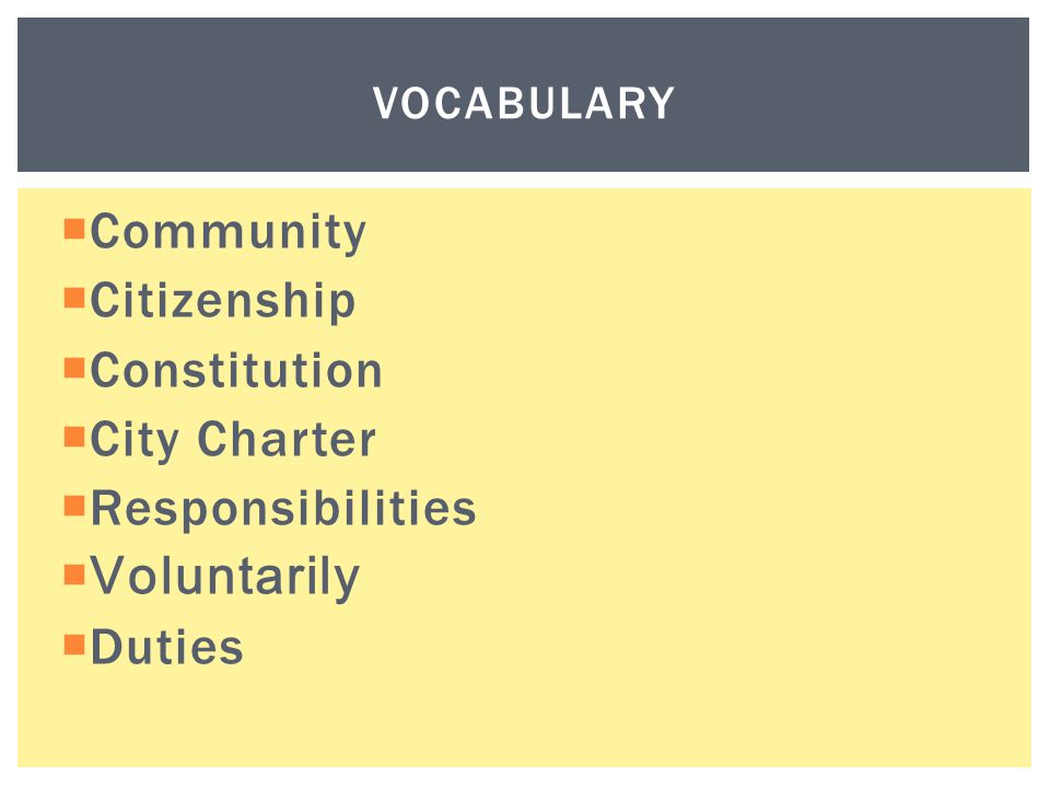 Community Citizenship Constitution City Charter Responsibilities