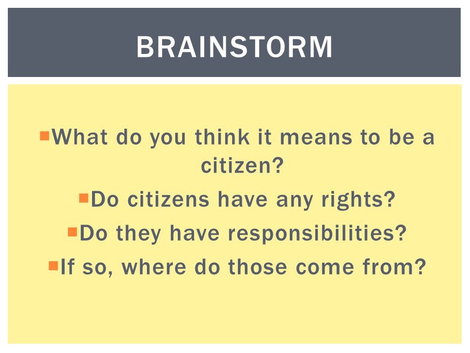 Brainstorm What do you think it means to be a citizen