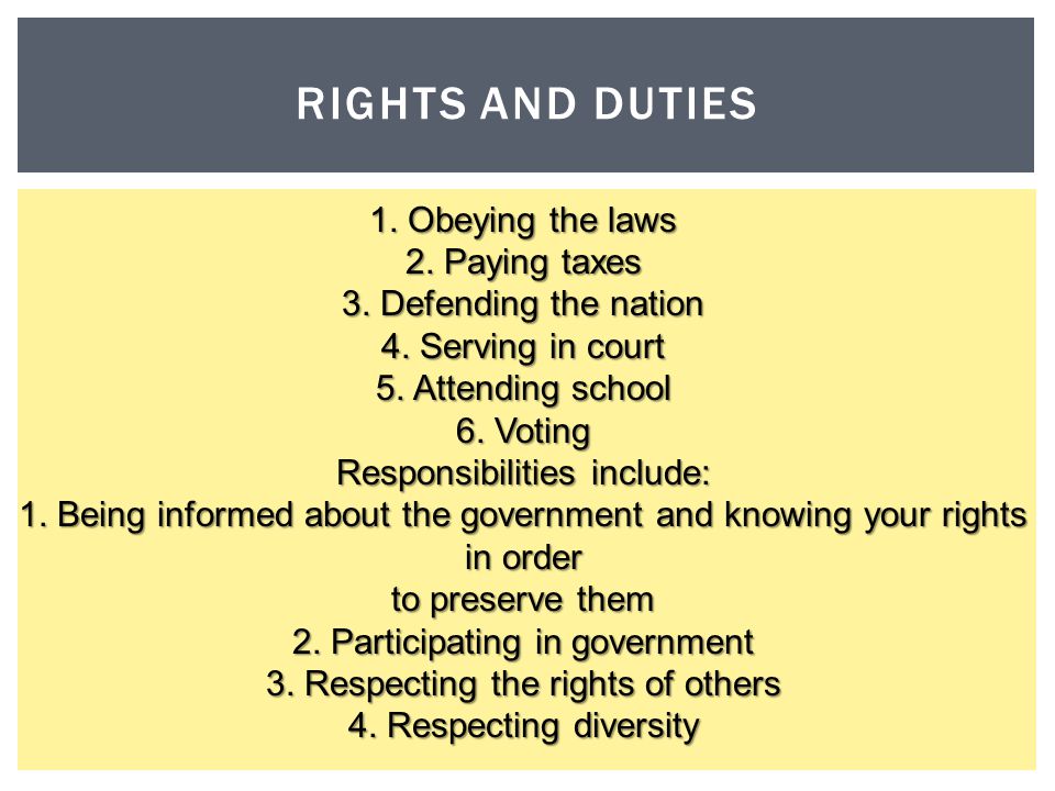 RIGHTS AND DUTIES