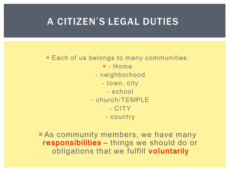A Citizen’s Legal Duties