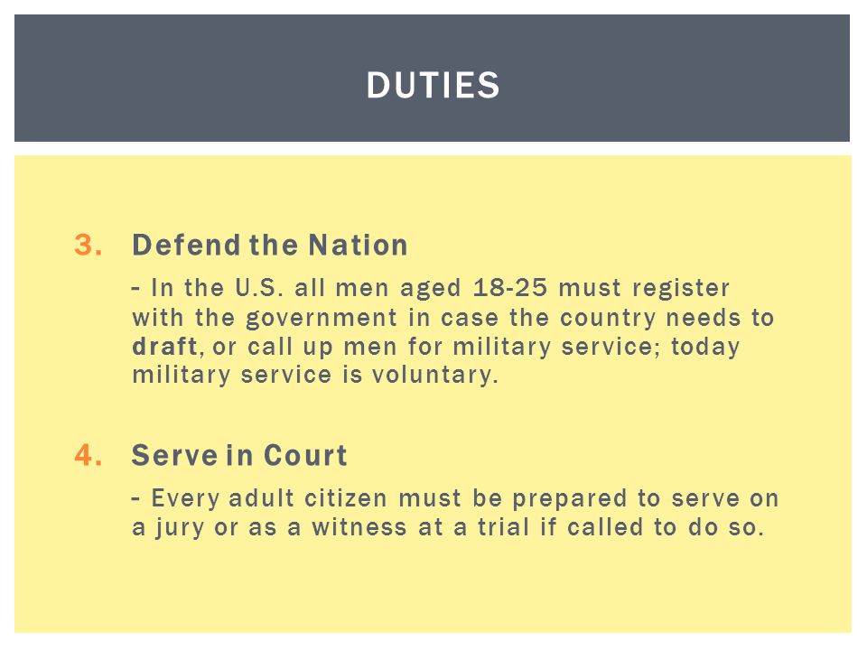 Duties Defend the Nation