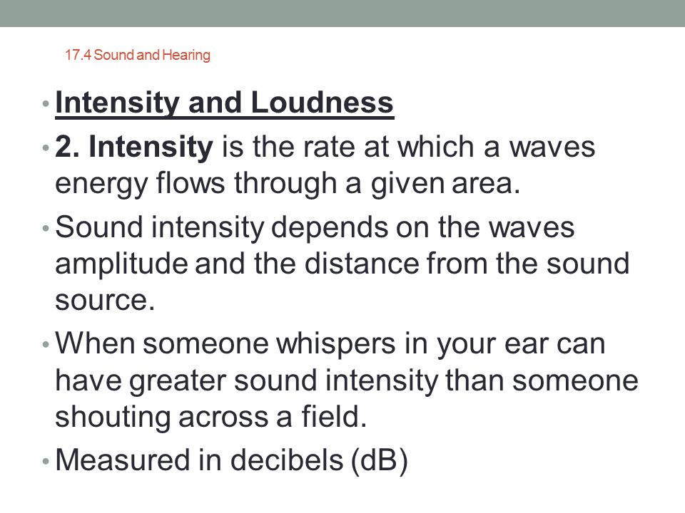 Intensity and Loudness