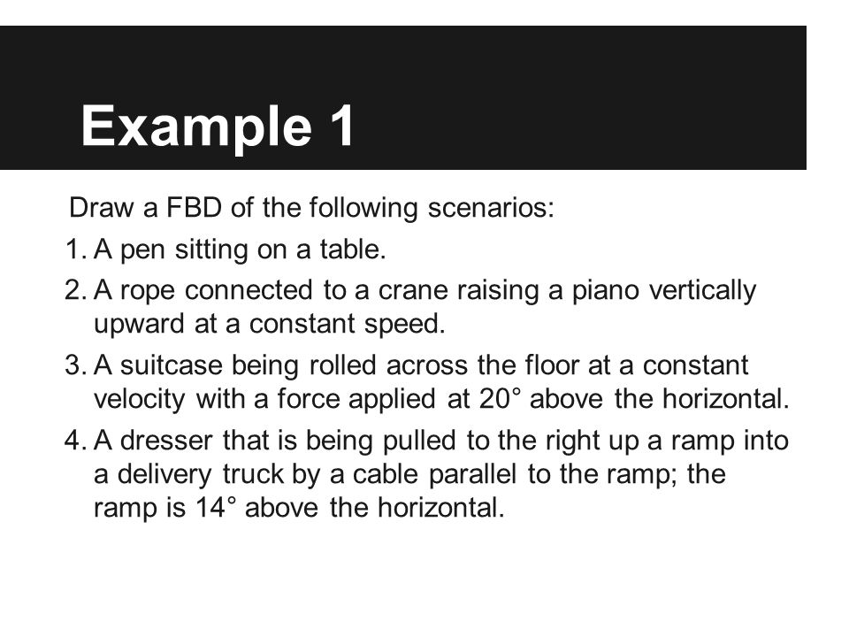 Example 1 Draw a FBD of the following scenarios: