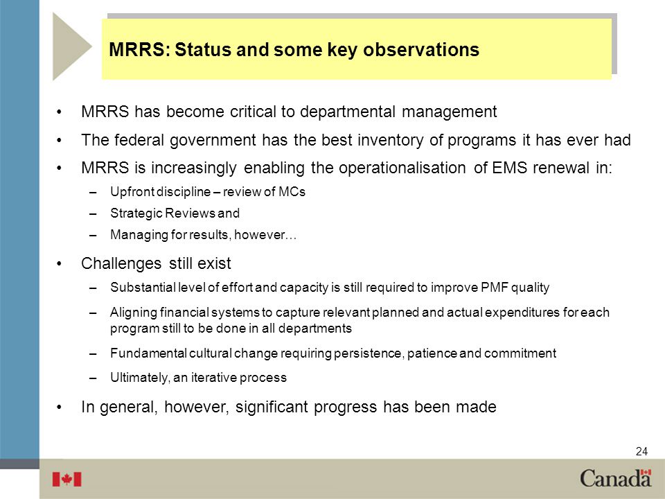 MRRS: Status and some key observations
