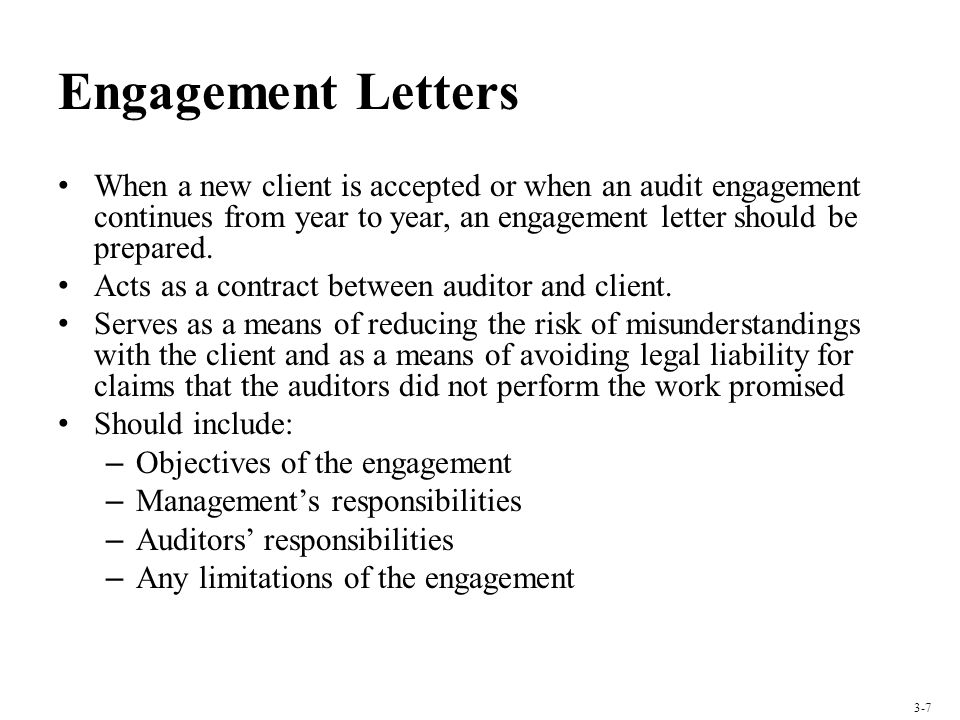 Agreement between auditor and client