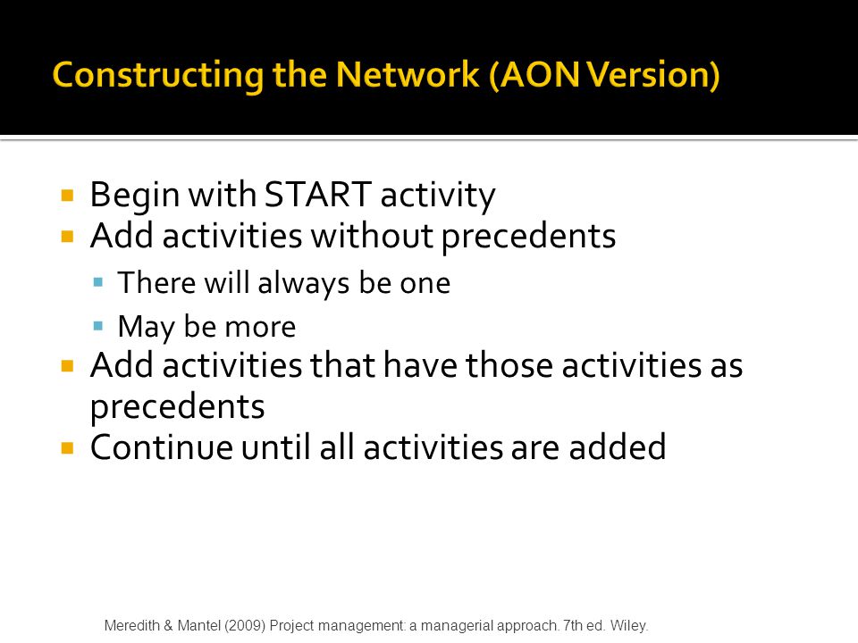 Constructing the Network (AON Version)