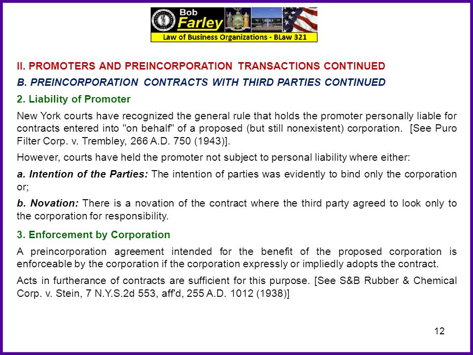 II. PROMOTERS AND PREINCORPORATION TRANSACTIONS CONTINUED