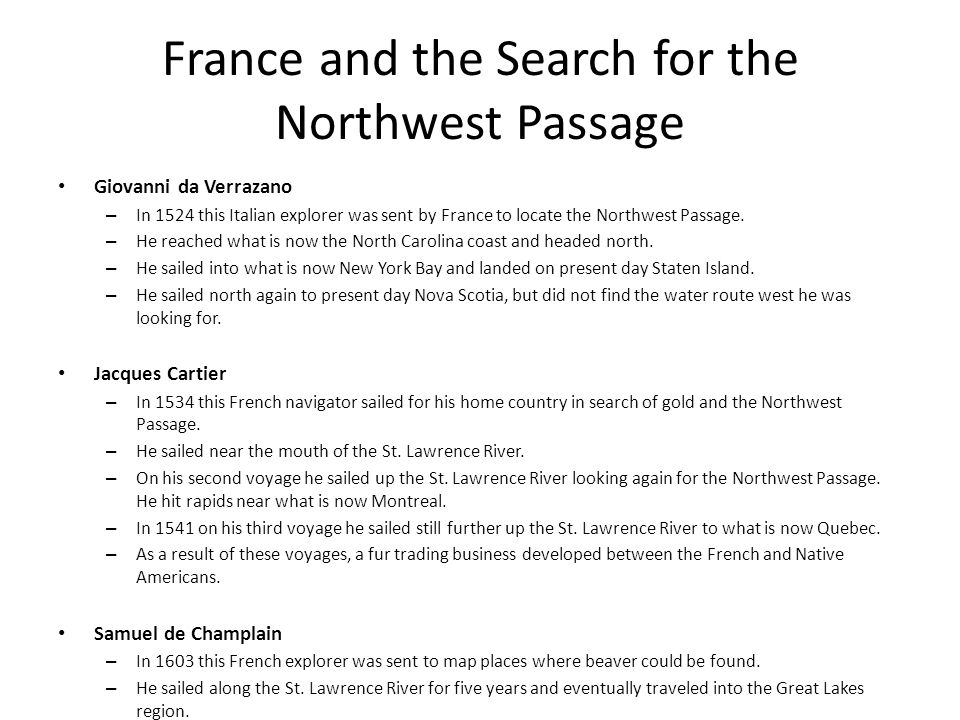 France and the Search for the Northwest Passage