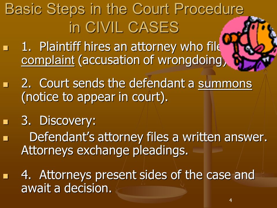 Basic Steps in the Court Procedure in CIVIL CASES
