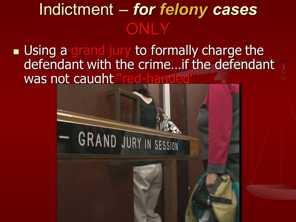 Indictment – for felony cases ONLY
