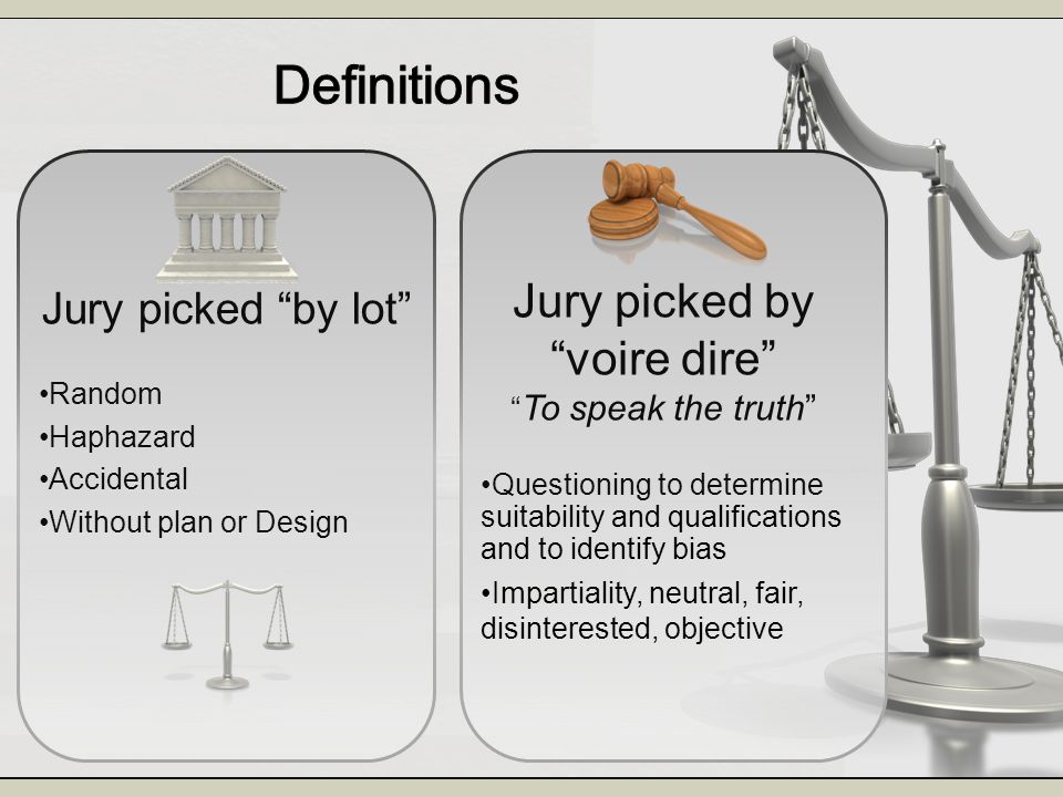 Jury picked by voire dire