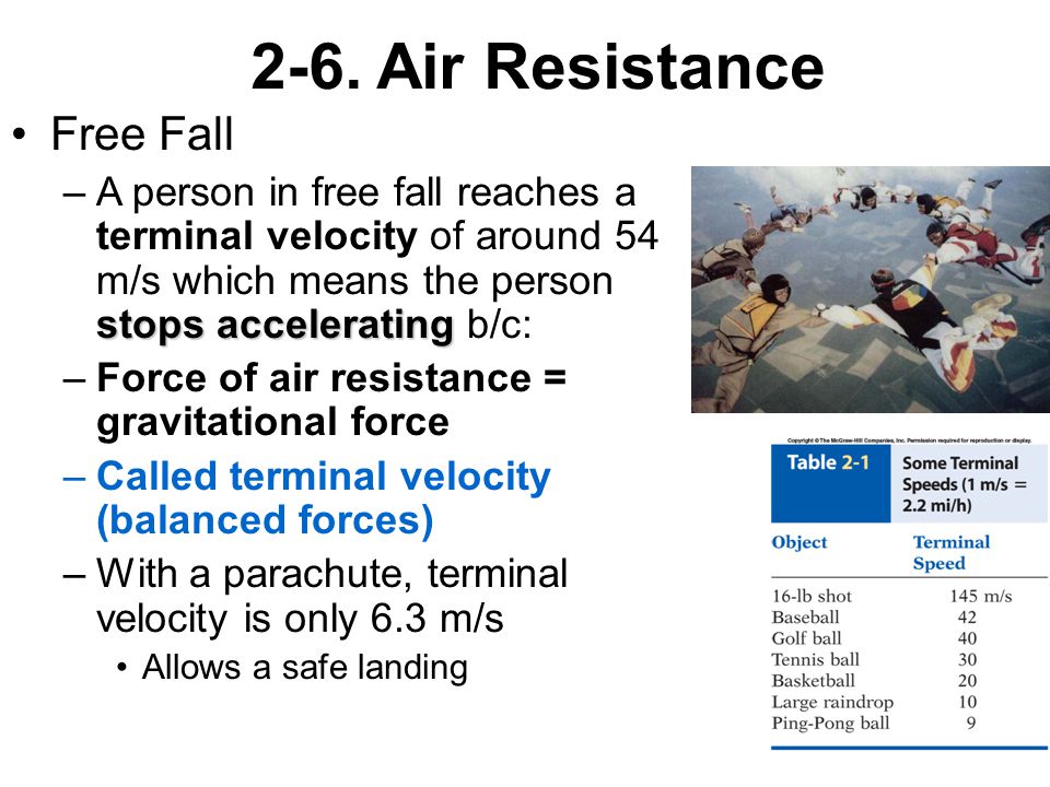 2-6. Air Resistance Free Fall