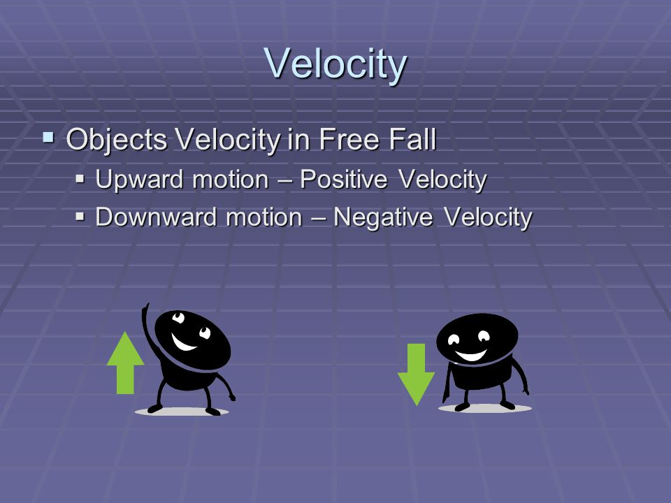 Velocity Objects Velocity in Free Fall