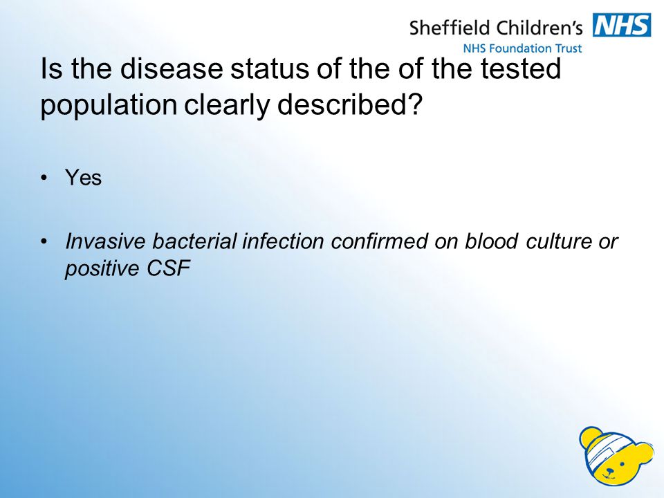 Is the disease status of the of the tested population clearly described