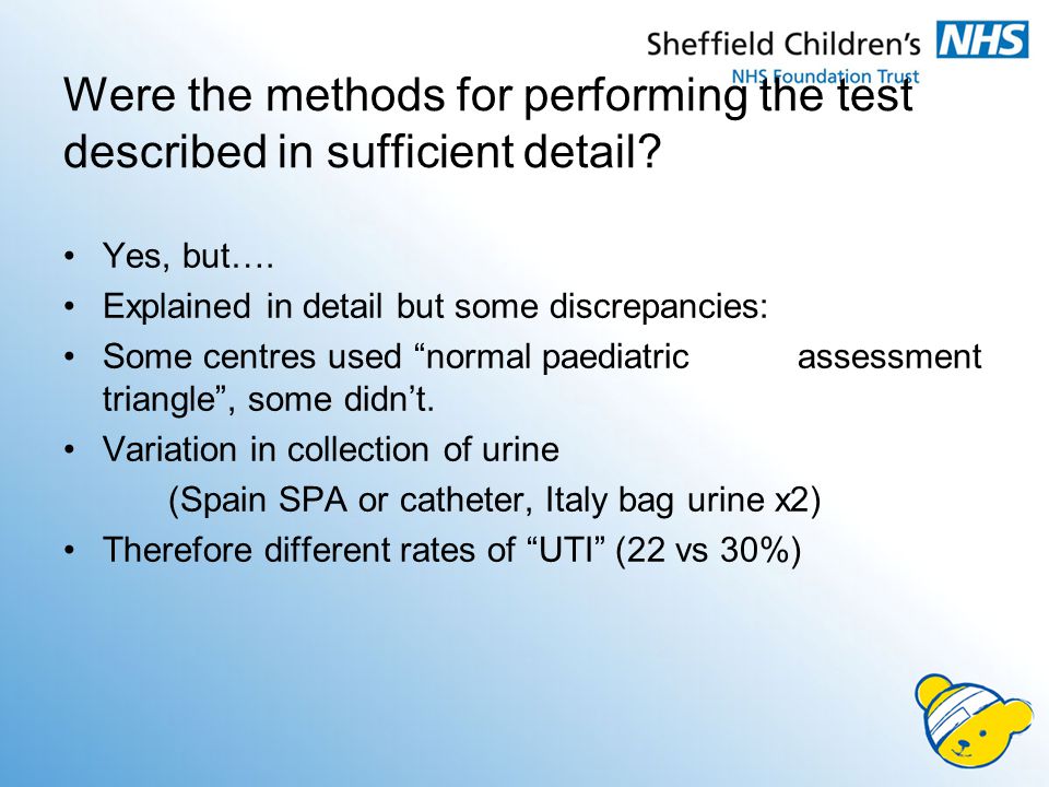 Were the methods for performing the test described in sufficient detail