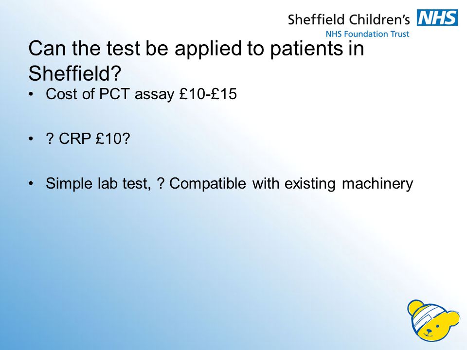 Can the test be applied to patients in Sheffield