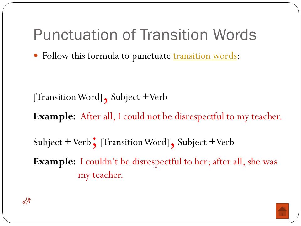 Punctuation of Transition Words